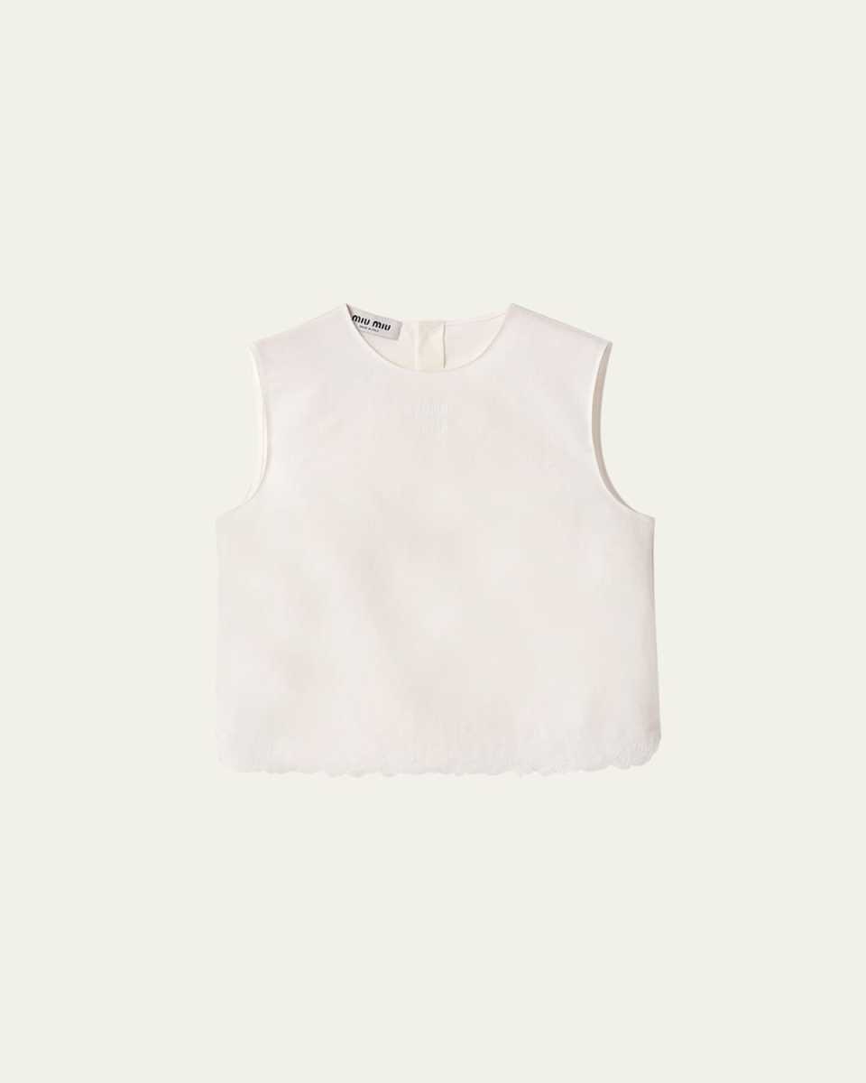 Flower Embroidered Canvas Tank Top
